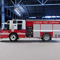 Red And White E6 Fire Truck With Ladder And Emergency Vehicle Features