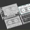 Vintage Cassette Player And Various Cassette Tapes Stacked On White Background