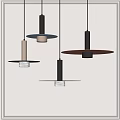 Modern Minimalist Pendant Lights With Circular Shades And Metal Rods
