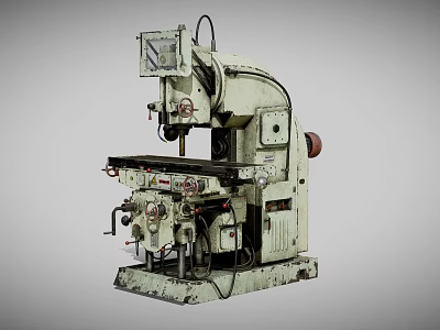 Vintage Industrial Milling Machine With Mechanical Worktable And Control Panel 3d model