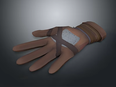 Brown Leather Glove With Cross Straps And Palm Patch For Everyday Use 3d model