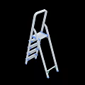 White Home Use Ladder With Blue Steps And Stable Handrail Design