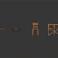 Wooden Furniture Set Featuring Benches Tables And Chairs With Woven Seat Details