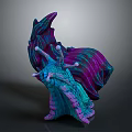 3D Rendered Fantasy Creature With Vibrant Purple Blue Pink Colors Tentacles And Intricate Texture