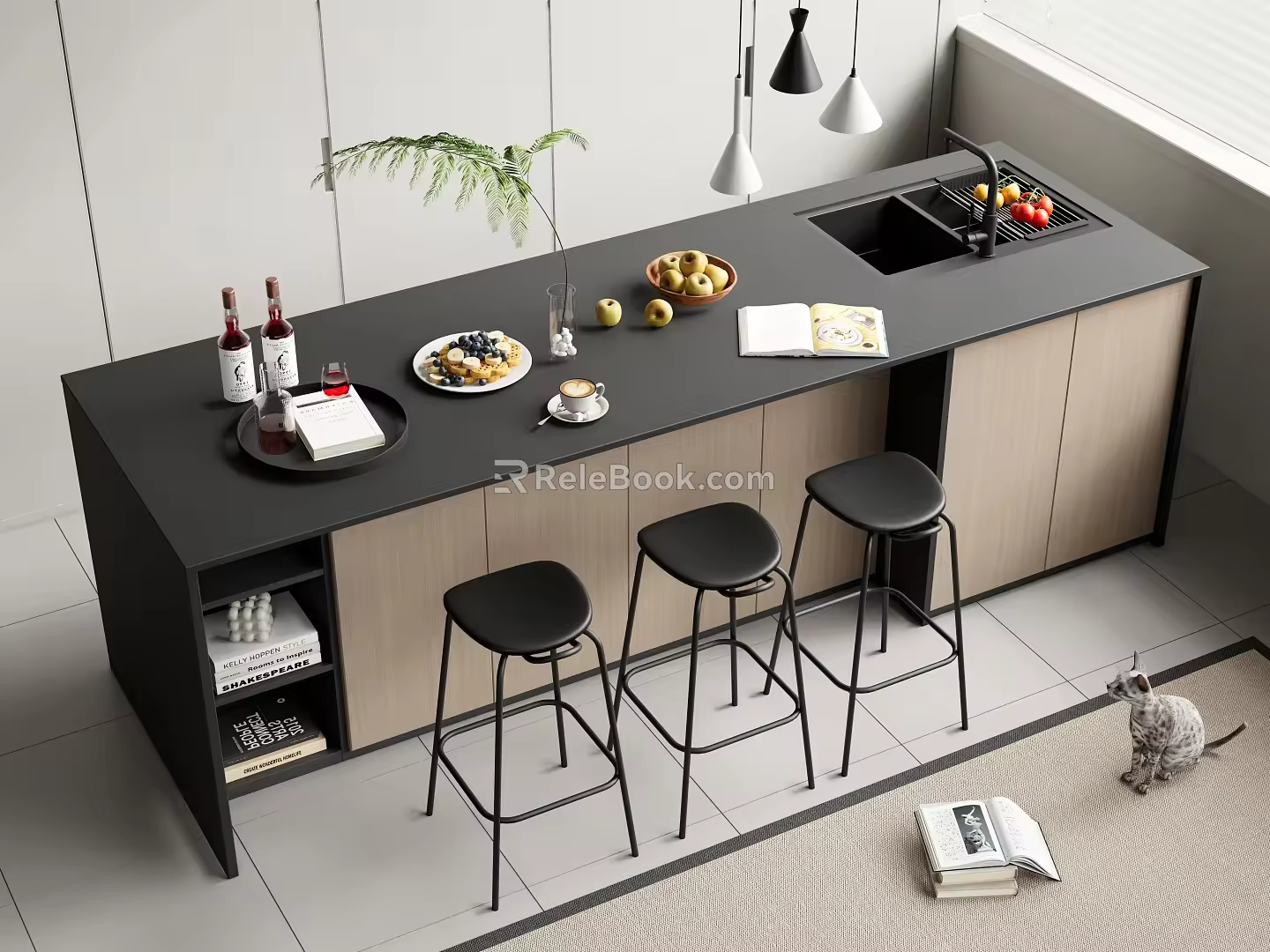 Bar Counter West Kitchen Bar Counter Nakajima Table 3d model
