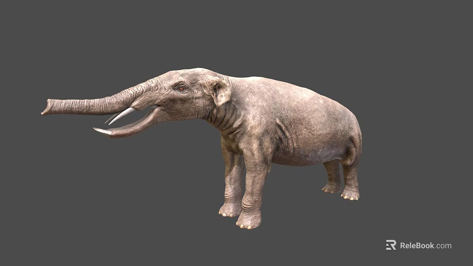 Realistic Gray Elephant 3D Model With Long Trunk Tusks And Detailed Skin Texture 3d model 