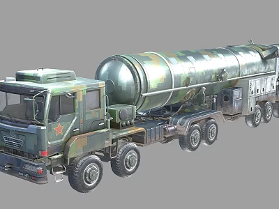 Military Camouflage Functional Vehicle With Large Cylindrical Tank Multiple Wheels And Red Star Emblem 3d model
