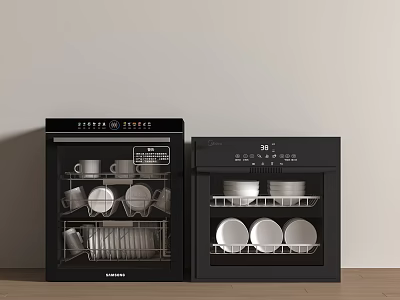 Black Kitchen Sterilizers With Cups Plates And Tableware Sterilizing Function 3d model