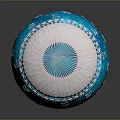 Festive Blue Decorative Sphere With White Snowflakes Birds Christmas Trees And Snowmen