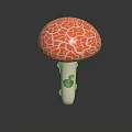 Red Cracked Cap Mushroom With White Stem And Gray Spots On Black Background