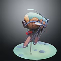Futuristic Smart Machine With Spherical Body And Mechanical Arms On Textured Circular Base