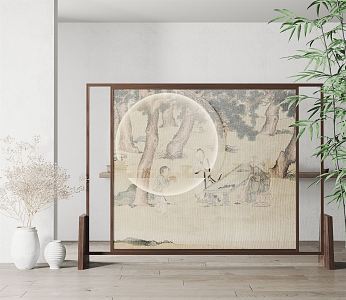 New Chinese-style screen partition screen 3d model