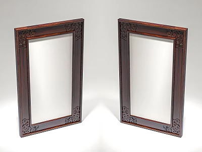 Pair of Vintage Decorative Mirrors with Intricate Carved Wooden Frames 3d model