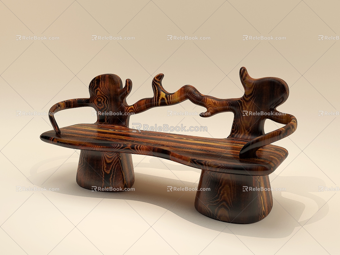 Public Chair Leisure Chair Bench Seat Bench Bench Indoor and Outdoor Wooden Chair Special-shaped Public Rest Chair 3d model