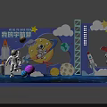 Space Themed Photo Spot Featuring Astronaut Rocket Moon Stars Earth And Cloud Decorations
