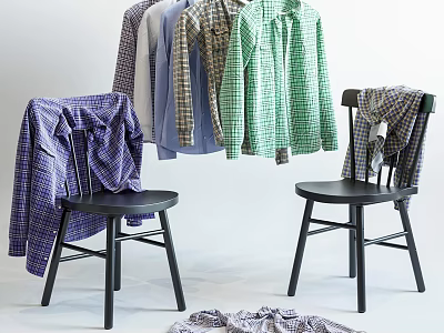Modern Clothes Plaid Shirt Combo 3d model