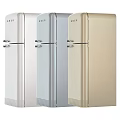 Three SMEG Vintage Design Refrigerators In Silver Grey And Gold Colors
