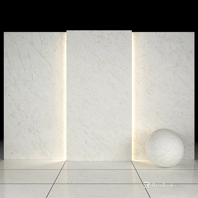 White Marble Wall Panels With Integrated Lighting And Decorative Sphere Design 3d model