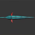 Artistic Blue And Red Fish Sculpture With Textured Body And Shiny Surface