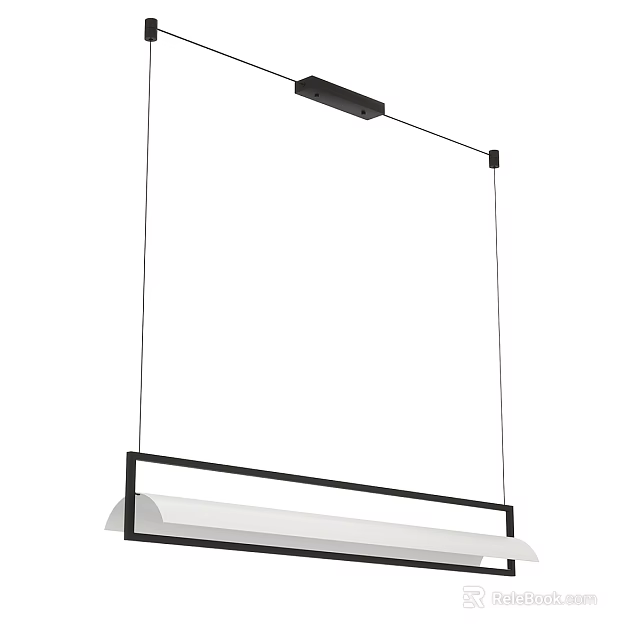Modern Pendant Light Design With Rectangular Black Metal Frame And Minimalist Style 3d model