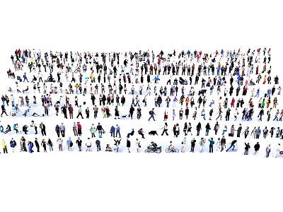 Diverse Crowd Of People With Various Poses And Activities 3d model