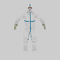 People Wearing White Protective Suits With Blue Stripes Front And Back Rigged Model Views 3d model