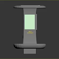 Elegant Modern Information Kiosk With Green Display Screen And Sturdy Base Platform
