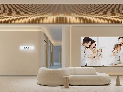 Modern Beauty Hair Salon Interior With Comfortable Sofa And TV Display Design 3d model