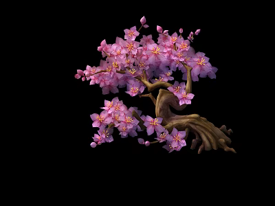 Pink Cherry Blossom Themed Dessert With Artistic Flower Design And Sweet Flavor 3d model