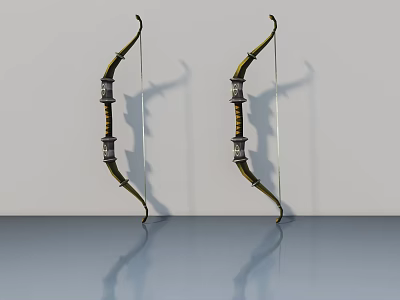 Two Elegant Vintage Bows Placed Against Wall With Floor Reflections 3d model