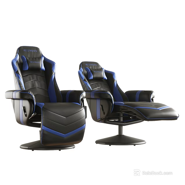 Black and Blue Leather Office Chairs With Modern Ergonomic Design And Adjustable Features 3d model 