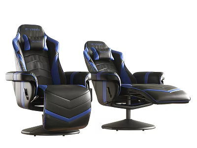 Black and Blue Leather Office Chairs With Modern Ergonomic Design And Adjustable Features 3d model