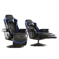 Black and Blue Leather Office Chairs With Modern Ergonomic Design And Adjustable Features