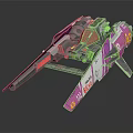 Futuristic Sci Fi Mechanical Device With Purple Black Color Red Accents And Detailed Structure