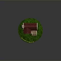 Cute Model House With Red Tiled Roof Chimney Arched Door Wooden Fence On Green Grass
