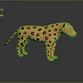 Yellow Cheetah Model With Black Spots Standing On Reflective Surface