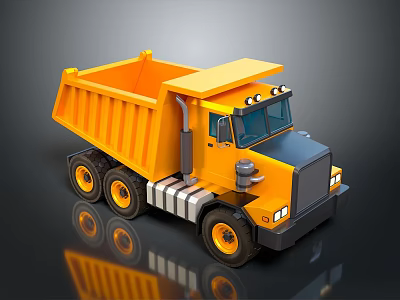 Yellow Dump Truck With Open Dump Bed Black Cab And Multiple Wheels Design 3d model