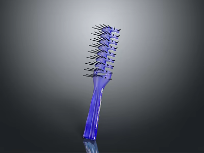 Blue Plastic Hair Comb With Ergonomic Handle And Sturdy Bristles For Daily Use 3d model