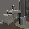 Elegant White Dressing Table with Gold Accents Drawers Mirror and Stool