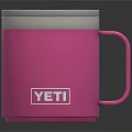 YETI Pink Insulated Mug With White Push Button Lid And Handle 3d model