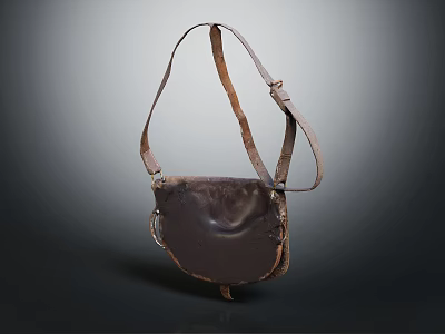 Classic Brown Leather Crossbody Bag With Adjustable Strap And Simple Design 3d model