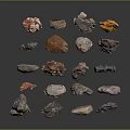 Various Natural Wood and Stone Decorative Pieces with Diverse Textures and Colors