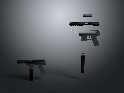 Detailed Firearms Collection Featuring Pistol Rifle Magazine Barrel And Grip Parts 3d model