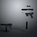 Detailed Firearms Collection Featuring Pistol Rifle Magazine Barrel And Grip Parts
