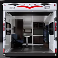 Eagle Travel Trailer With White Exterior Red Gray Graphics And Windows 3d model