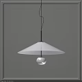Modern White Pendant Light With Conical Shade And Round Bulb Design 3d model