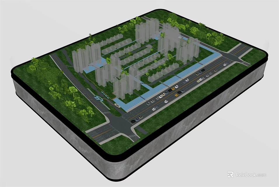 Commercial Equipment 3D Model for Urban Planning with Buildings Roads and Green Belts 3d model 