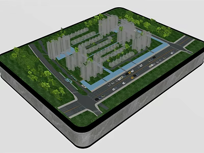 Commercial Equipment 3D Model for Urban Planning with Buildings Roads and Green Belts 3d model