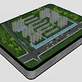 Commercial Equipment 3D Model for Urban Planning with Buildings Roads and Green Belts