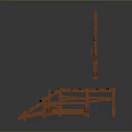 Wooden Construction Components With Stairs Railings And Planks 3D Model